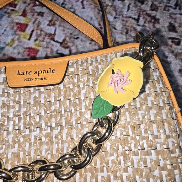 Kate Spade Jolie Raffia Tweed Crossbody Convertable In Sunset Blaze - Picture 2 of 5